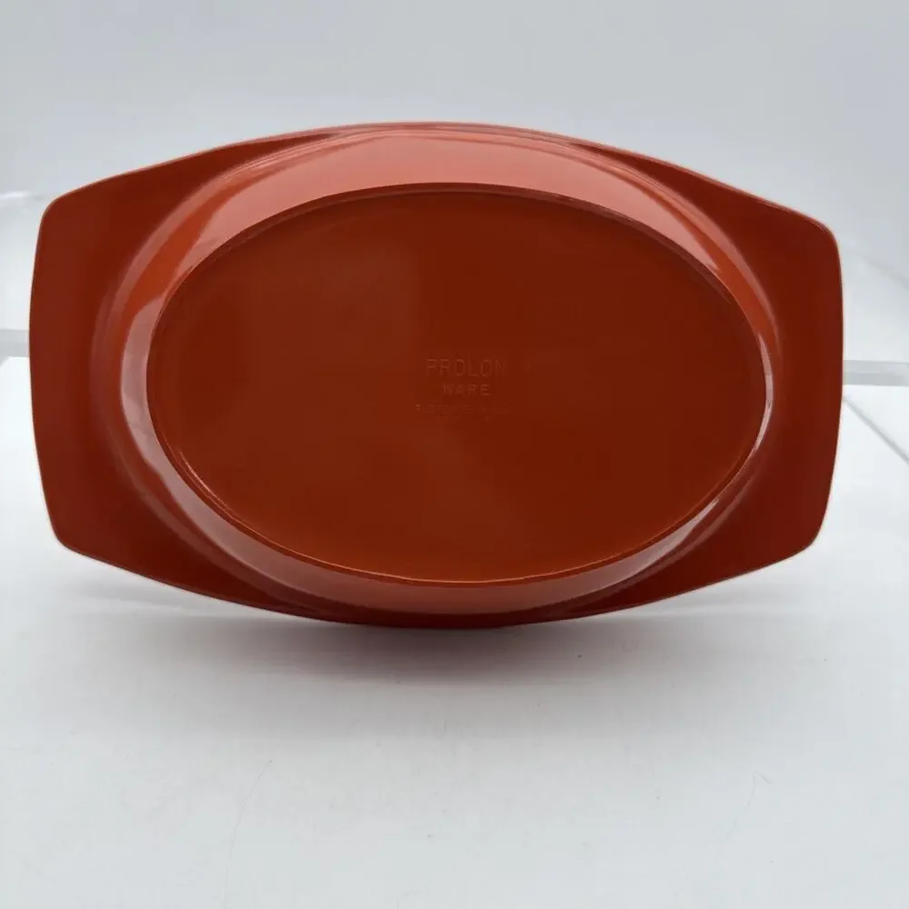 Prolon Vintage Melamine Burnt Orange Oval Serving Bowls 11